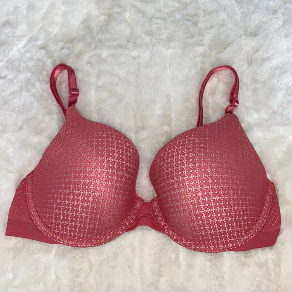 VICTORIA'S SECRET VS Perfect Shape Underwired Push Up Bra  Pink Floral Lace  32D